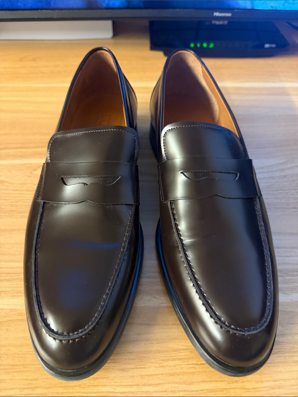 Men's Dark Brown Leather Penny Loafers - Classic Slip-On Style